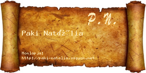 Paki Natália névjegykártya